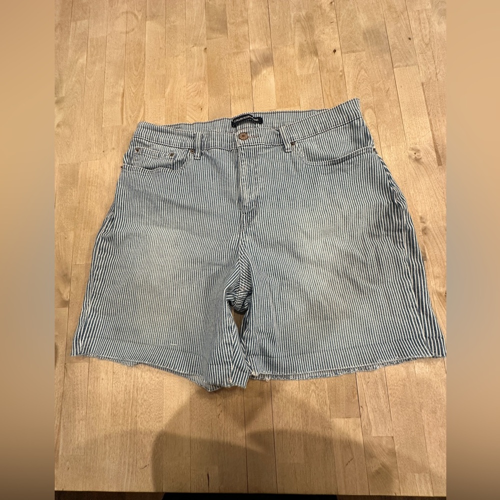 Calvin Klein Jeans Navy and White Striped Denim Shorts